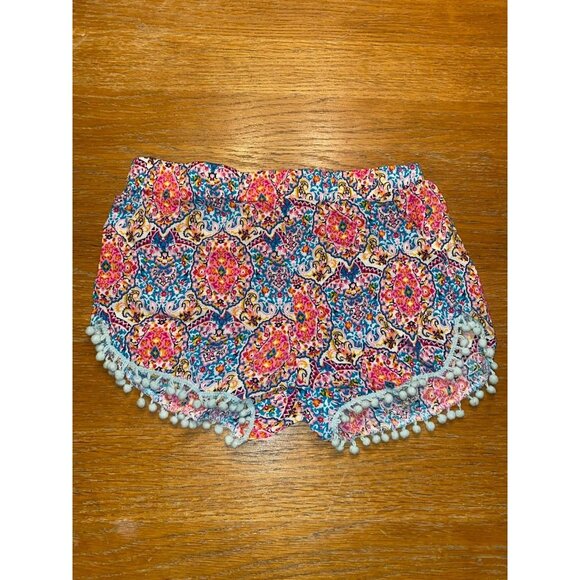 Bohemian Style Pom Pom Trim Patterned Shorts For Women - Picture 1 of 2
